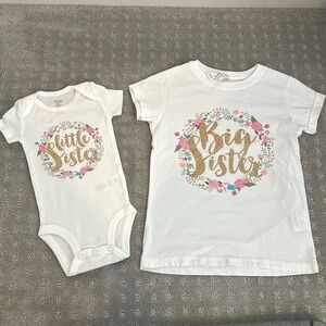 Little Sister, Big Sister Shirts, Sizes 5/6 & 3 Month Onesie